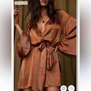 NWT-12th Tribe gold standard Rust Kimono dress (S)